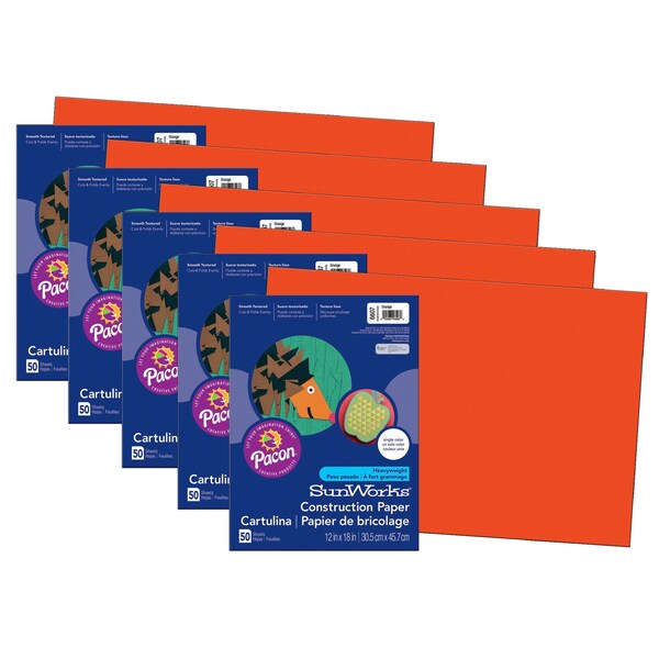 SunWorks Construction Paper, Orange, 12x18in, PK250